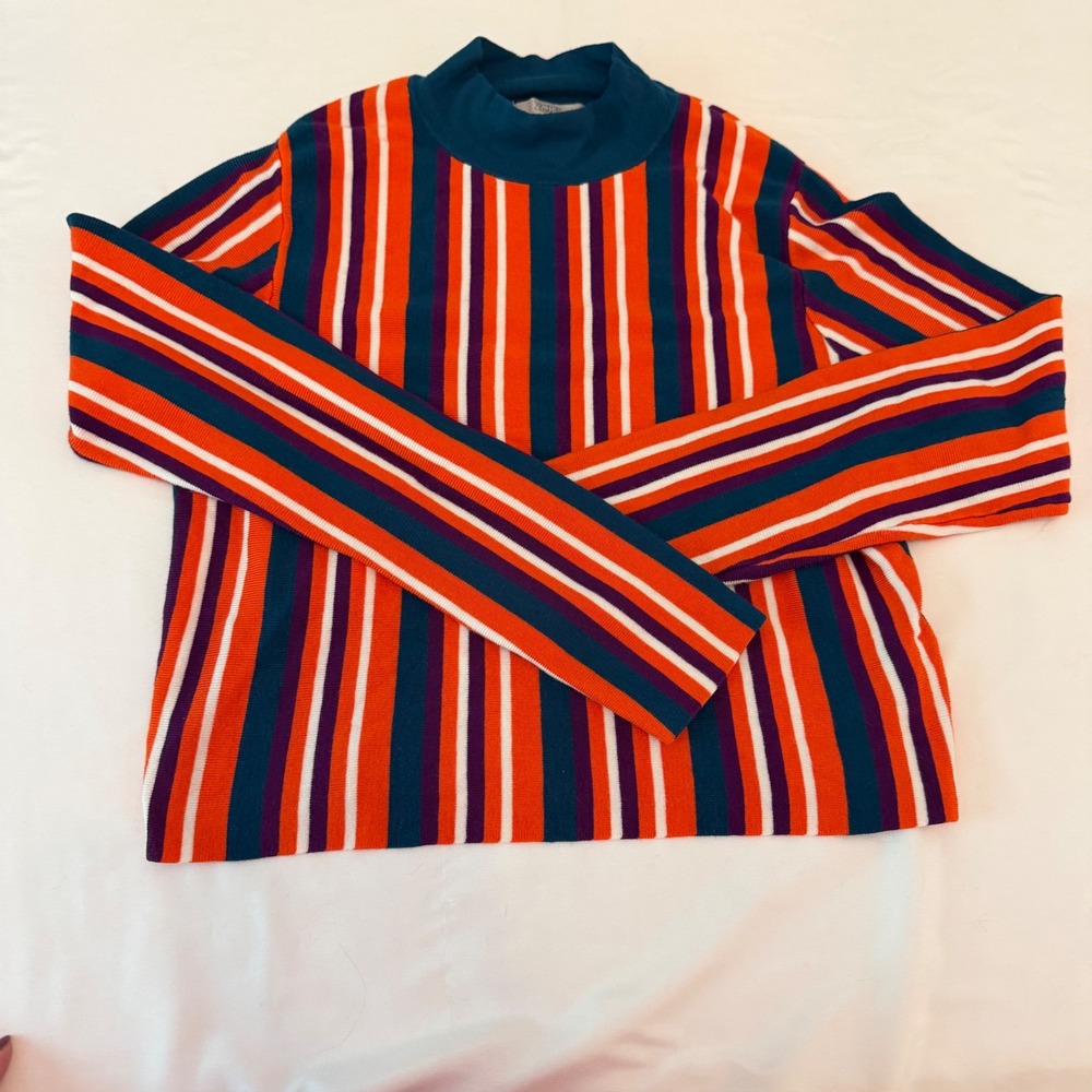 Victor Glemaud x Target Striped Mock Neck Sweater Orange Teal Purple Medium